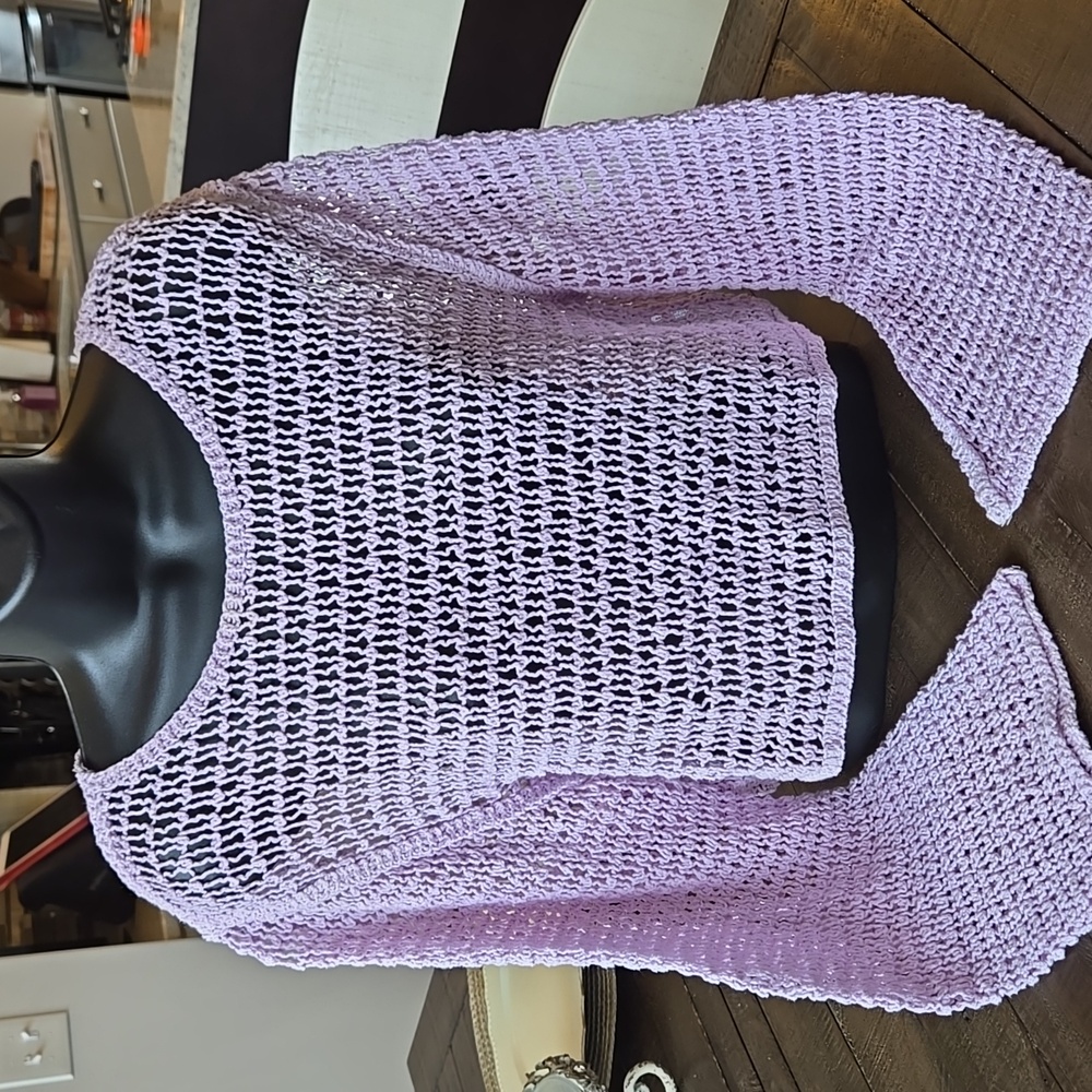 Veveret Lavender Open-Knit Women's Sweater
